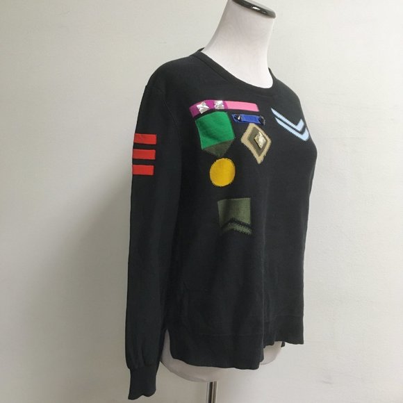 Sonia Rykiel black insignia embellished sweater stretchy top M - Picture 5 of 10